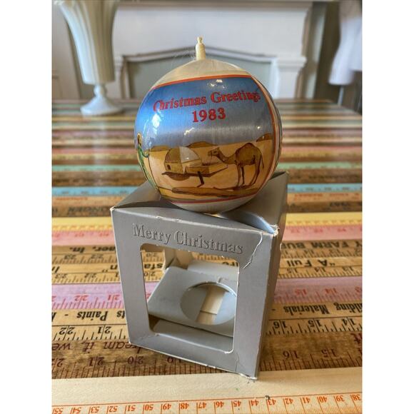 Vintage 1983 Satin Ball Ornament Mary Joseph Camel Bethlehem Ride Christmas - Picture 7 of 12